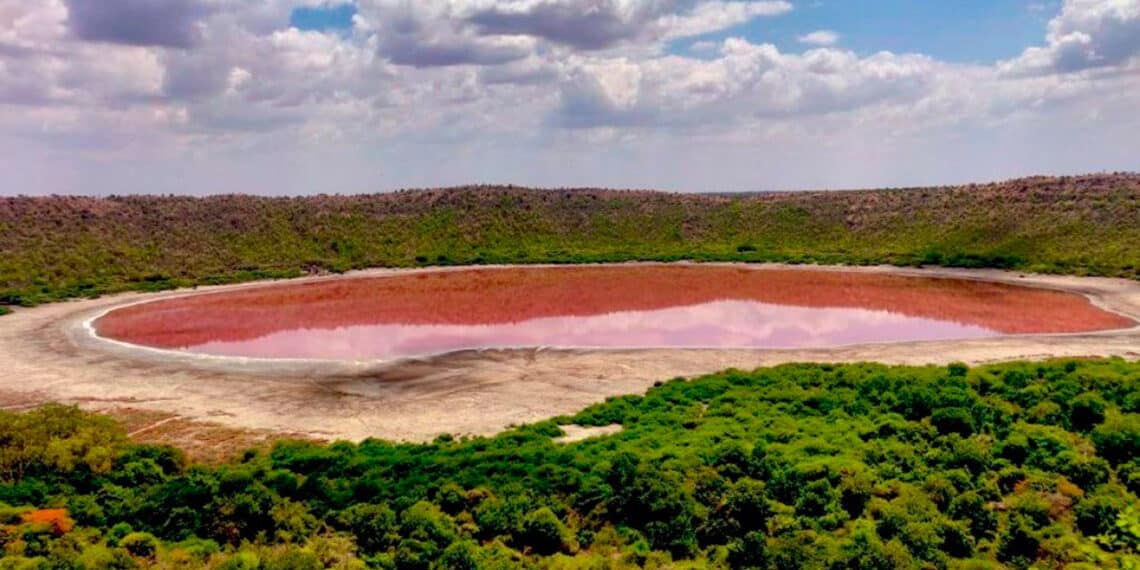 Lago Lonar en India se volvió rosa